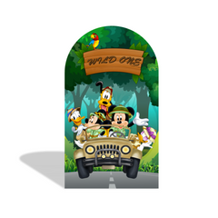Wild One Cartoon Disney Mickey Minnie Safari Happy Birthday Bogenwand Abdeckung Dschungel