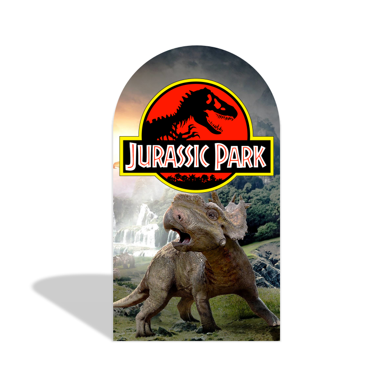 Dinosaur Cartoon Dino Thema Happy Birthday Bogenhintergrund Abdeckung Urzeit Party Deko