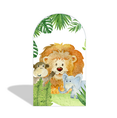 Safari Wild Jungle Dschungel Tiere Happy Birthday Bogenwand Abdeckung Grün Blätter Deko