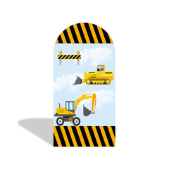 Construction Vehicles Theme Arch Backdrop Wall Cloth Cover Bogenhintergrund Baustelle Party Deko