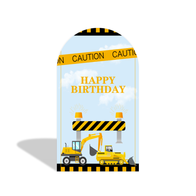 Construction Vehicles Theme Arch Backdrop Wall Cloth Cover Bogenhintergrund Baustelle Party Deko