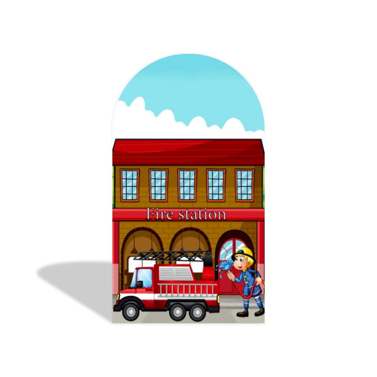 Fireman Firefighter Fire Truck Theme Bogenwand Abdeckung Feuerwehr Auto Held Jungen Party Deko