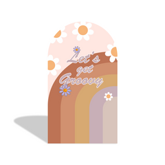 Let's Groovy Happy Birthday Baby Shower Party Bogenhintergrund Abdeckung Retro 60er 70er Deko