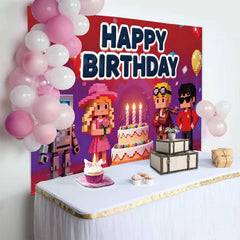 Lofaris Bunte Pixel Spielfiguren Geburtstag Hintergrund Gaming Party Kinder