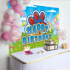 Lofaris Bunte Pfotenabdrücke Happy Birthday Fotohintergrund Ballons Regenbogen Party Deko
