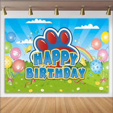 Lofaris Bunte Pfotenabdrücke Happy Birthday Fotohintergrund Ballons Regenbogen Party Deko