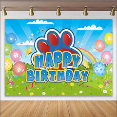 Lofaris Bunte Pfotenabdrücke Happy Birthday Fotohintergrund Ballons Regenbogen Party Deko