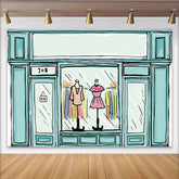 Lofaris Pastellfarbener Boutique-Partyhintergrund, Schaufenster-Illustration für Modeevents, Mädchengeburtstage
