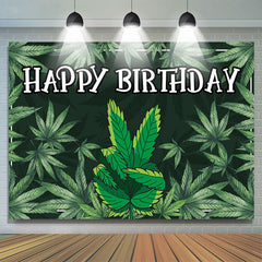 Schwarz Grün Cannabis Blätter Glücklich Geburtstag Hintergrund