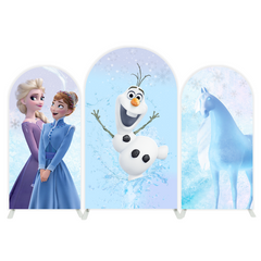 Frozen Anna & Elsa Thema Bogenhintergrund Abdeckung Eiskönigin Party Deko Winter Blau