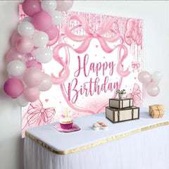 Lofaris Rosa Happy Birthday Fotohintergrund für Mädchen mit Ballons, glitzernde Partydekoration und süße Fotokulisse für Feiern