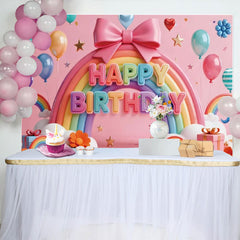 Lofaris Bunter Regenbogen Geburtstagshintergrund mit Luftballons und Geschenken für Kindergeburtstag