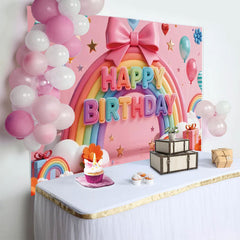 Lofaris Bunter Regenbogen Geburtstagshintergrund mit Luftballons und Geschenken für Kindergeburtstag
