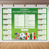 Lofaris Grüner Fußball-WM 2026 Spielplan Hintergrund mit Flaggen, sportliche Kulisse für Fan-Partys und Events