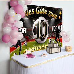 Lofaris Goldener 10. Geburtstag Fußballhintergrund für Jungen im Stadion, aufregende Fotokulisse für Sportfans und Partydekoration