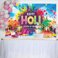 Lofaris Leuchtend bunter Holi Hintergrund für das Fest der Farben, fröhliche Fotowand für Partydekoration und Fotoshootings