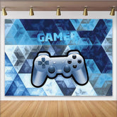 Lofaris Blauer Gaming-Geburtstagshintergrund mit Gamecontroller für Jungen, digitale Fotowand für Partydekoration und Fotoshooting
