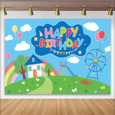 Lofaris Bunter Happy Birthday Kindergeburtstagshintergrund mit Luftballons und Regenbogen, fröhliche Fotokulisse für Kinderparty Dekoration