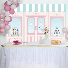 Lofaris Charmante Eisdielen-Hintergrund mit Cupcakes und Eiscreme für Kinderparty, süße Fotokulisse für professionelles Fotostudio