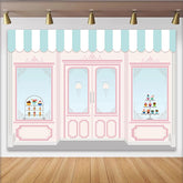 Lofaris Charmante Eisdielen-Hintergrund mit Cupcakes und Eiscreme für Kinderparty, süße Fotokulisse für professionelles Fotostudio