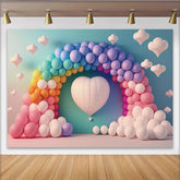 Lofaris Pastell Regenbogen Herz Geburtstagshintergrund für Kinder, bunte Luftballon Kulisse für Fotoshooting Partydekoration