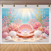 Lofaris Verträumter Unterwasser-Fotohintergrund mit Muscheln Korallen und Perlen, elegante Kulisse für Fotografie und Unterwasser-Partys