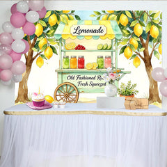 Lofaris Frischer Zitronenstand Aquarell Fotohintergrund mit Sommer-Flair, perfekte Kulisse für Sommerpartys und professionelle Fotoshootings