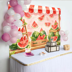 Lofaris Frischer Wassermelonen-Markt Hintergrund für Sommerfotoshootings, leuchtende Farben und fruchtiges Design als sommerliche Fotokulisse