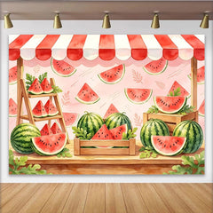 Lofaris Frischer Wassermelonen-Markt Hintergrund für Sommerfotoshootings, leuchtende Farben und fruchtiges Design als sommerliche Fotokulisse