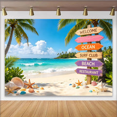 Lofaris Tropischer Strand Fotohintergrund mit Palmen und blauem Ozean, wunderschöne Sommer Kulisse für Urlaubsfotos und Fotostudio