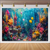 Lofaris Farbenfroher Unterwasserwelt Hintergrund mit Korallenriffen und Fischen, Fotokulisse für Studioaufnahmen und Eventdekoration