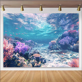 Lofaris Lebendiger Unterwasser-Fotohintergrund mit Korallenriff und Fischen, natürliche Meereswelt-Kulisse für Studiofotografie