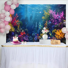 Lofaris Bunter Unterwasserwelt Fotohintergrund mit Korallen und Fischen, realistische Kulisse für professionelle Studiofotografie