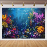Lofaris Bunter Unterwasserwelt Fotohintergrund mit Korallen und Fischen, realistische Kulisse für professionelle Studiofotografie