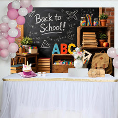 Lofaris Schwarzer Schulanfangshintergrund mit Tafel und Schulmaterialien, bunte Fotokulisse für Einschulungsfeier und Klassenzimmer Dekoration