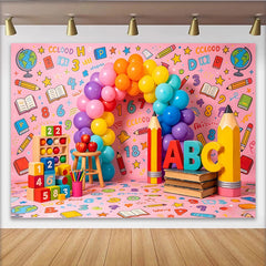 Lofaris Bunter ABC-Zahlen Schul-Fotohintergrund für Kinder, fröhliche Lern-Kulisse für Fotoshooting und Klassenzimmer-Dekoration