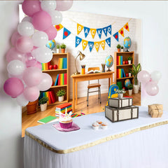 Lofaris Bunter Schulanfangshintergrund mit Back to School Banner und Büchern, fröhliche für Einschulungsfeier und Klassenzimmer