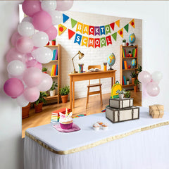 Lofaris Bunter Schulanfangs-Hintergrund mit Back to School Banner und Äpfeln, ideale Fotokulisse für Klassenzimmer Dekoration und Lernpartys