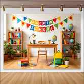 Lofaris Bunter Schulanfangs-Hintergrund mit Back to School Banner und Äpfeln, ideale Fotokulisse für Klassenzimmer Dekoration und Lernpartys