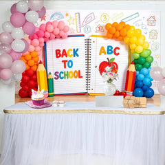 Lofaris Bunter Schulanfangshintergrund Back To School Luftballons, fröhliche Kulisse für Schulfotografie und Klassenzimmerdekoration
