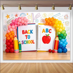Lofaris Bunter Schulanfangshintergrund Back To School Luftballons, fröhliche Kulisse für Schulfotografie und Klassenzimmerdekoration