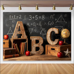 Lofaris Vintage Schulfotohintergrund mit Tafel und ABC Buchstaben, ideale Kulisse für Einschulung und Lernfotografie