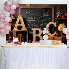 Lofaris Vintage Schul-Fotohintergrund mit ABC Buchstaben und Tafel, rustikale Kulisse für Lern- und Porträtfotografie