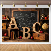 Lofaris Vintage Schul-Fotohintergrund mit ABC Buchstaben und Tafel, rustikale Kulisse für Lern- und Porträtfotografie