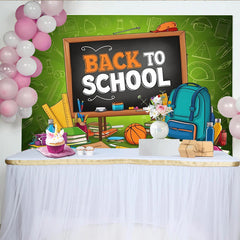 Lofaris Lebhafter Schulanfangshintergrund mit Tafel und Schulmaterialien, bunte Kulisse für Einschulung und Schulfotografie