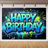 Lofaris Urbaner Graffiti Happy Birthday Hintergrund für coole Partys, farbenfrohe Kulisse für unvergessliche Fotoshootings und Feiern