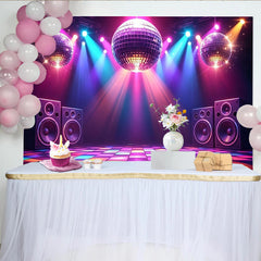 Lofaris Bunter Disco-Fotohintergrund mit Discokugeln und Tanzfläche, lebendige Kulisse für Partys und professionelle Fotoshootings