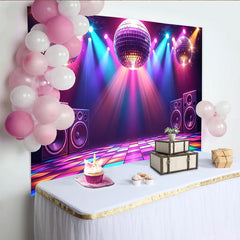 Lofaris Bunter Disco-Fotohintergrund mit Discokugeln und Tanzfläche, lebendige Kulisse für Partys und professionelle Fotoshootings