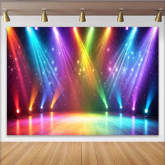 Lofaris Bunter dynamischer Bühnenlicht-Hintergrund mit funkelnden Effekten, farbenfrohe Fotokulisse für Event und Studio