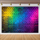 Lofaris Bunter Neon Graffiti-Ziegelwand Fotohintergrund mit Farbspritzern, moderne Kulisse für urbane Fotoshootings und Partydekoration